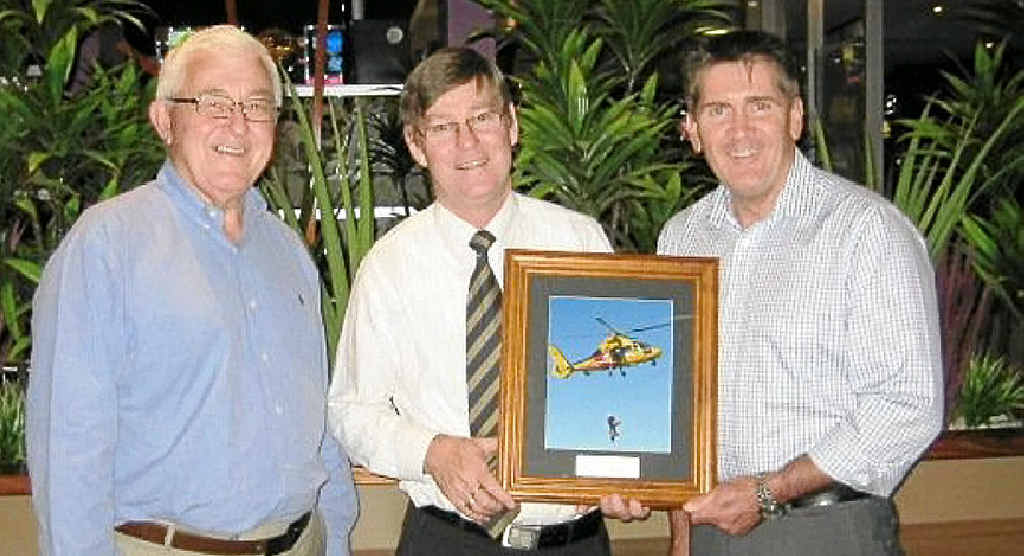 Westpac Helicopter board chairman Warren Tozer, Grafton District Services Club general manager Mr Arthur Lysaught and Westpac Helicopter general manager Kris Beavis. Westpac Helicopter board chairman Warren Tozer, Grafton District Services Club general manager Mr Arthur Lysaught and Westpac Helicopter general manager Kris Beavis.